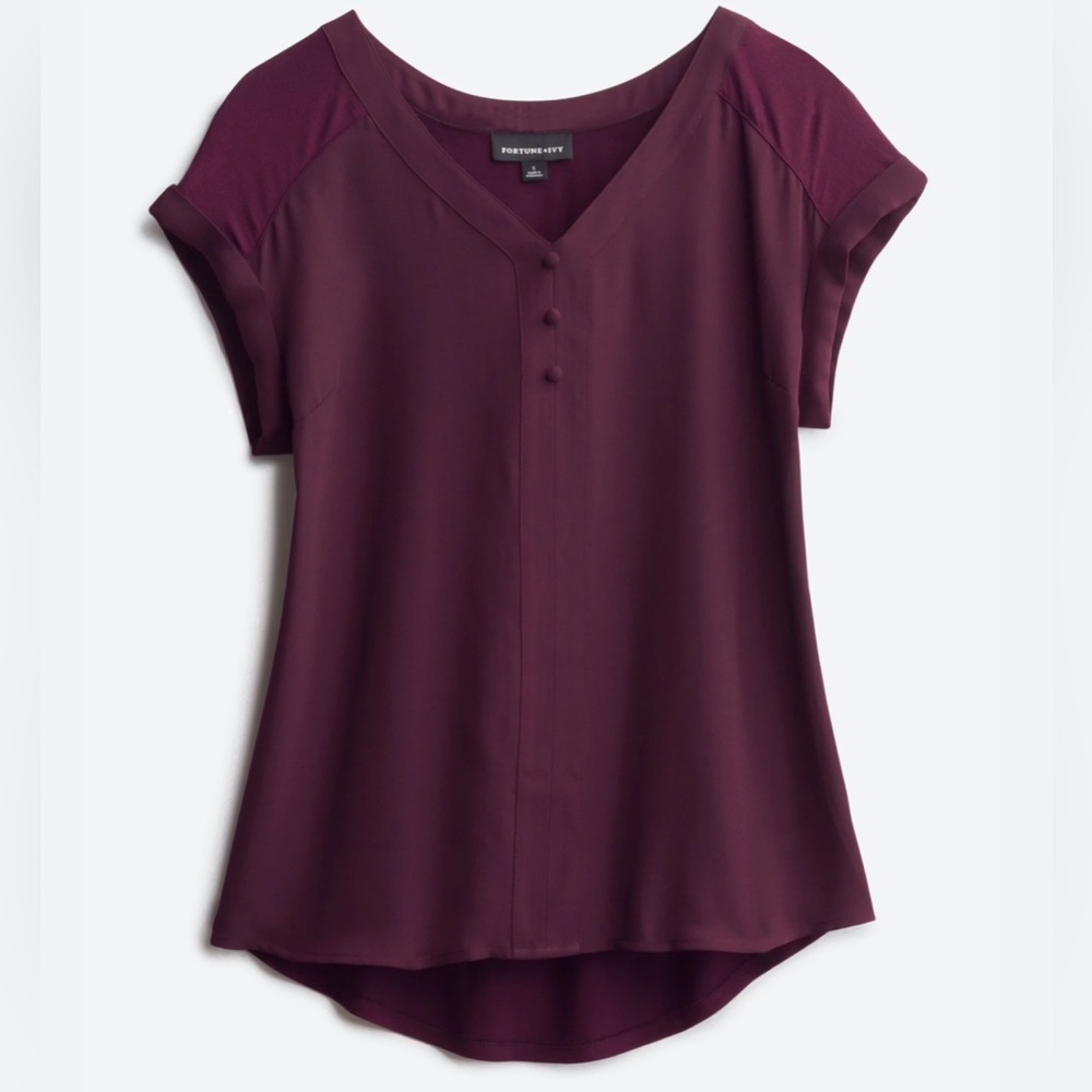 M dark purple Helina Mixed Material blouse